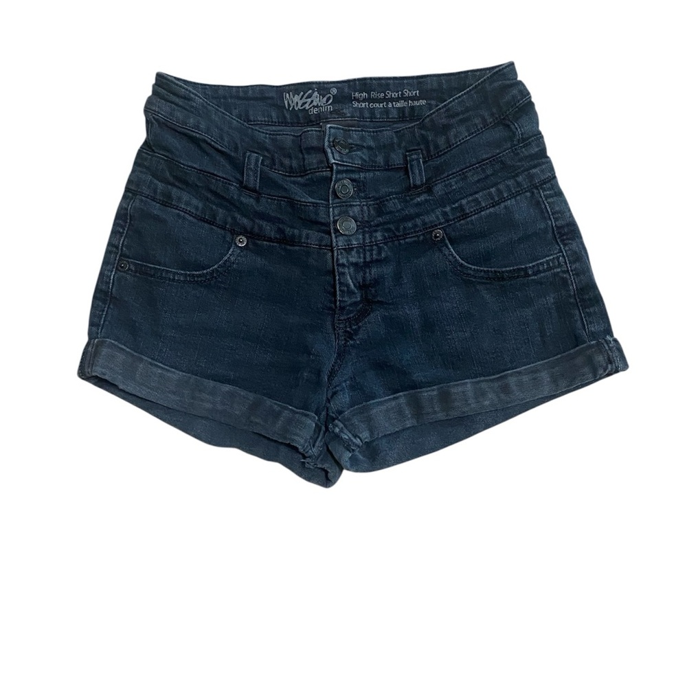 Mossimo High-Rise Denim Shorts Rolled Hem 3 Button and Zipper Closure 4/27 Black